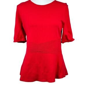 Talbots Scoop Neck Top Size L 🛸 Red short sleeve tunic sweater